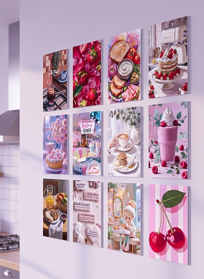 12 لوحة جدارية فاخرة بتصميم أنيق للمطبخ وغرف الطعام ورق كوشيه 300 جرام،تصميمات عصرية لصور الأطعمة والمخبوزات والحلويات الملونة والشهية، مثالية لديكور المنزل والمطاعم والكافيهات الراقية جداً. - Image 1